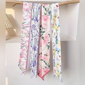 Set of 4 Floral Twilly Scarves Hair Bag Neck Wraps Twillies